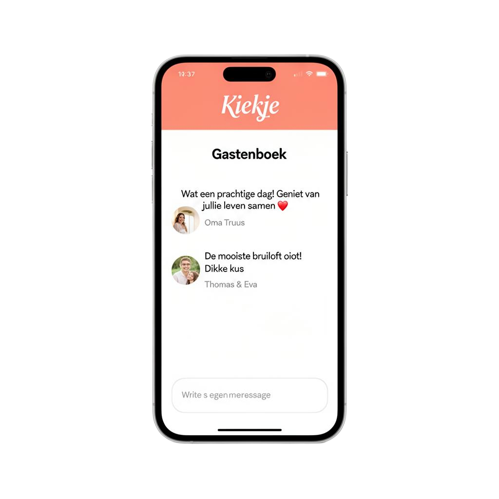Kiekje digital guestbook on iPhone